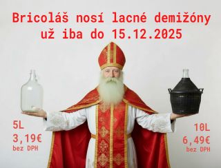 Naša superakcia na demižóny sa blíži do finále 🏁 Bricoláš vám ich privezie za mimoriadne nízke ceny 🚚🎁 už len do 15....