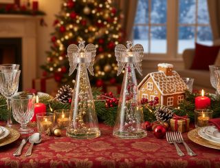 ✨ Sklenené svietniky v tvare anjelov prinesú do vášho domova kúzlo Vianoc. Môžete si vybrať zlaté alebo červené perly a...